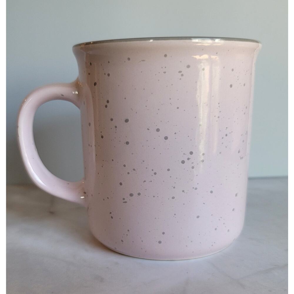 Cottagecore Pink and Grey Speckled BE KIND Ceramic Coffee or Tea Mug 14 oz - Picture 4 of 10